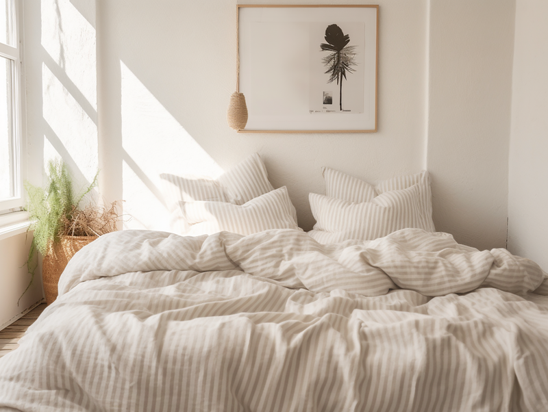 Thin beige stripe duvet cover