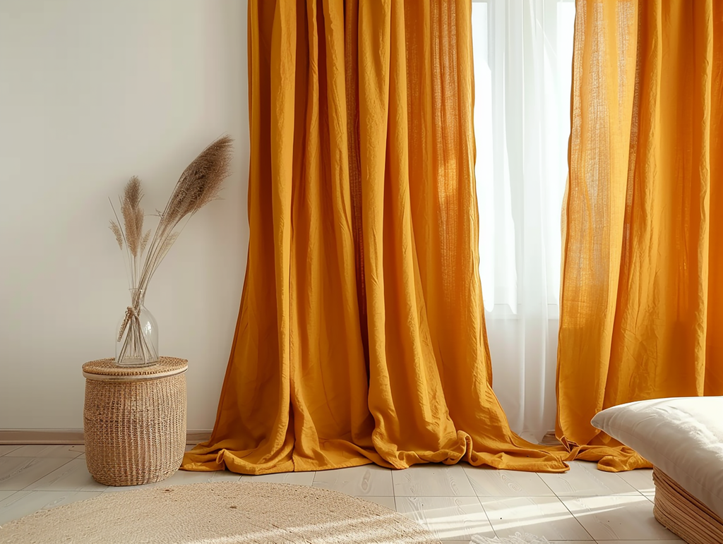 Turmeric linen curtains