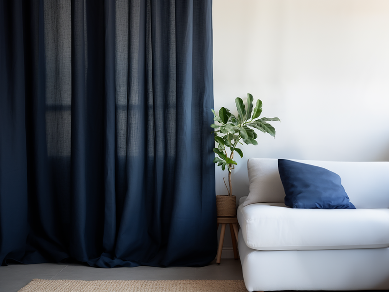 Navy linen curtains