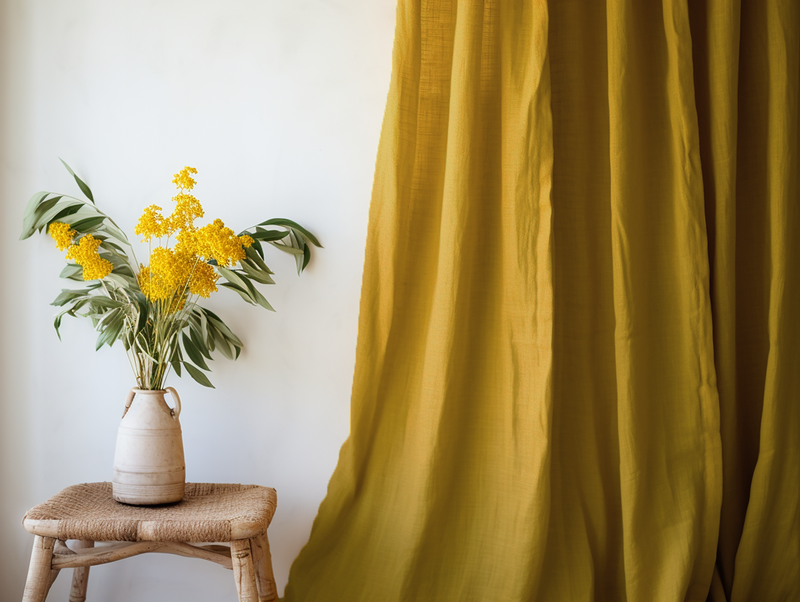 Mustard linen curtains
