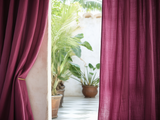 Raspberry linen curtains