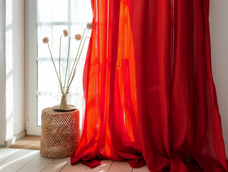 Scarlet red curtains