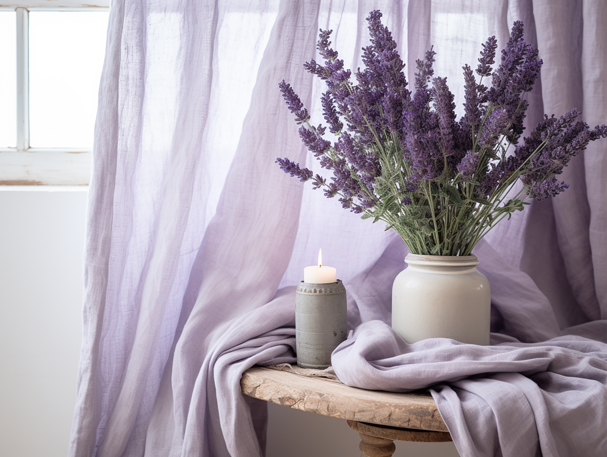 Lavender linen curtains