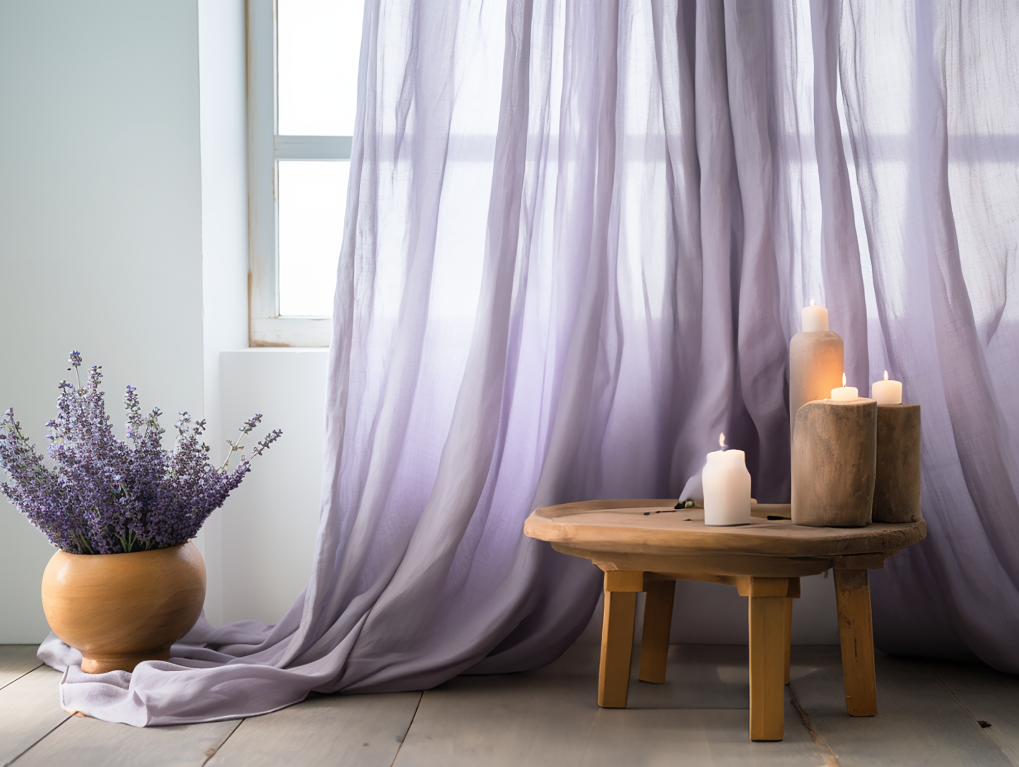 Lavender linen curtains