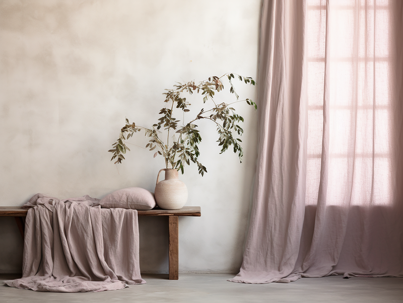 Dusty pink linen curtains