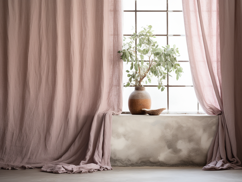 Dusty pink linen curtains