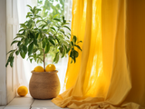 Bright yellow linen curtains