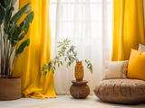 Bright yellow linen curtains