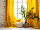 Bright yellow linen curtains