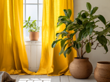 Bright yellow linen curtains