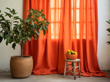 Bright orange linen curtains