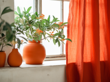 Bright orange linen curtains