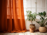Burnt orange linen curtains