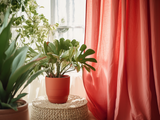 Coral linen curtains