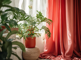 Coral linen curtains