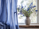 Cornflower blue linen curtains