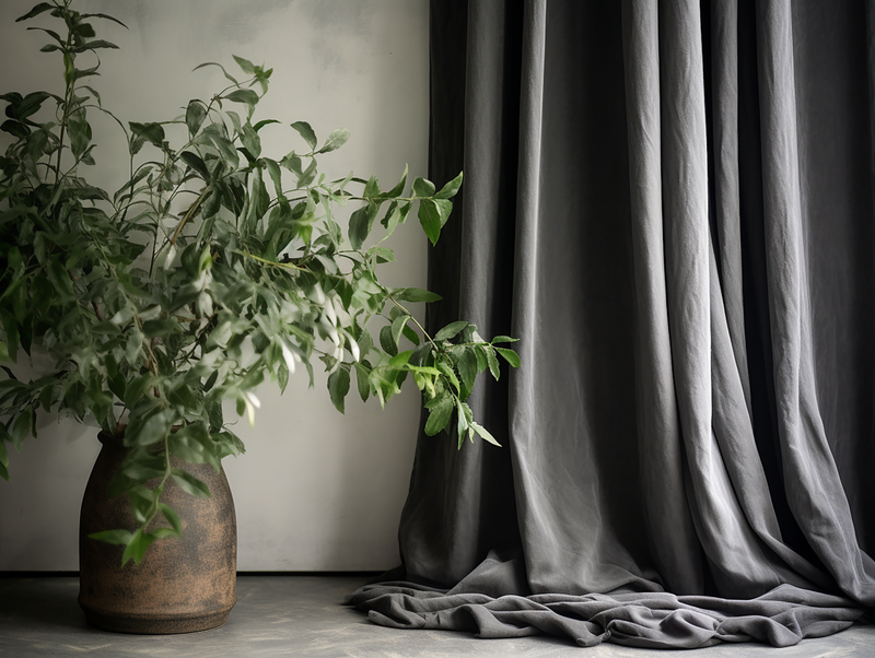 Charcoal linen curtains