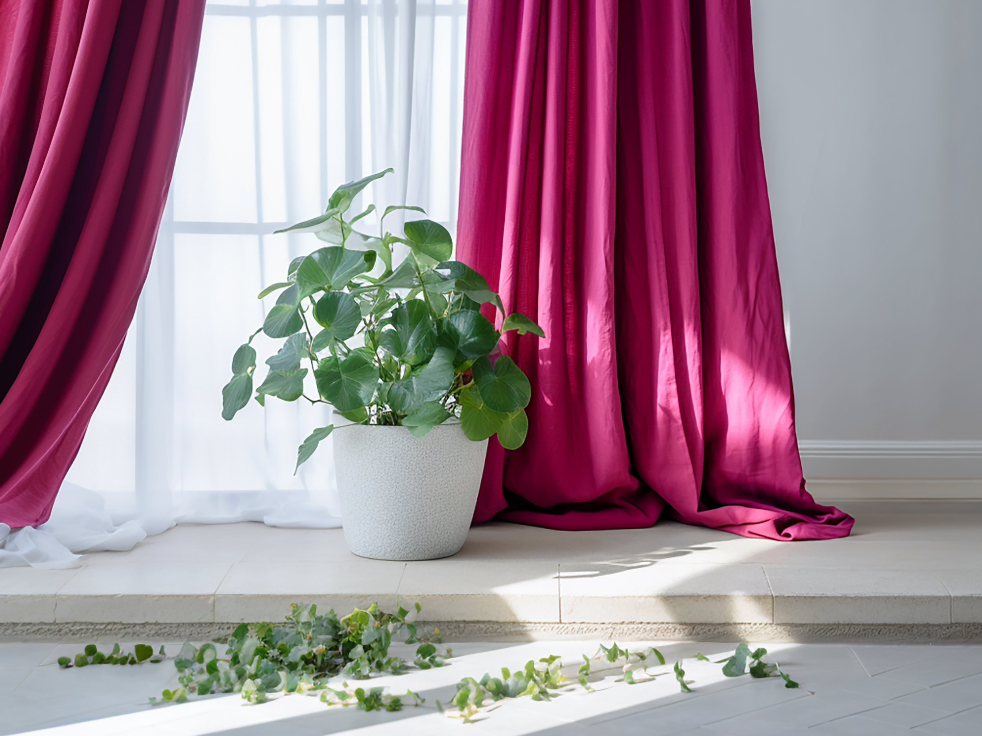 Fuchsia linen curtains