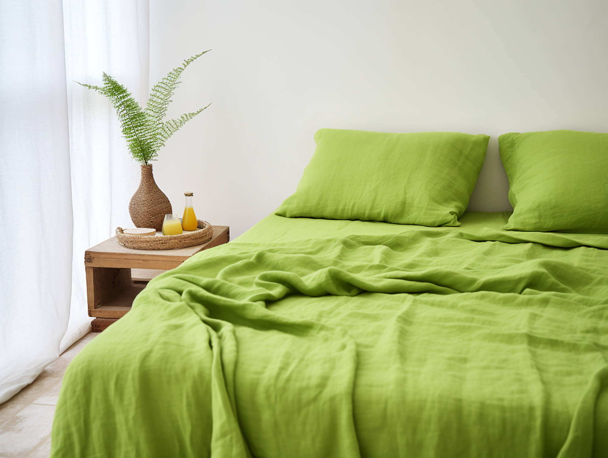Parure de draps vert chartreuse