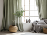 Gray sage linen curtains