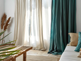 Teal curtains