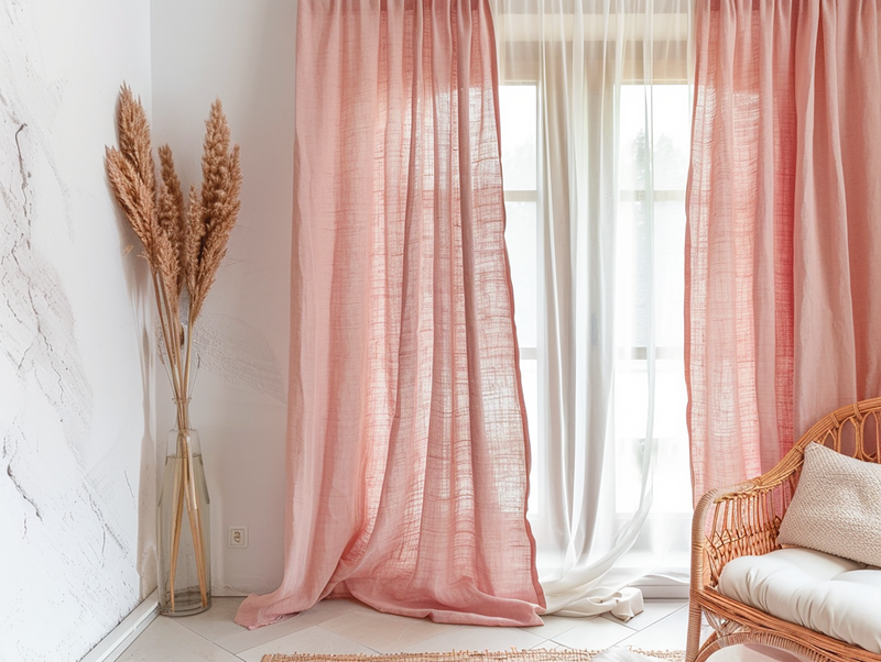 Sunset pink curtains