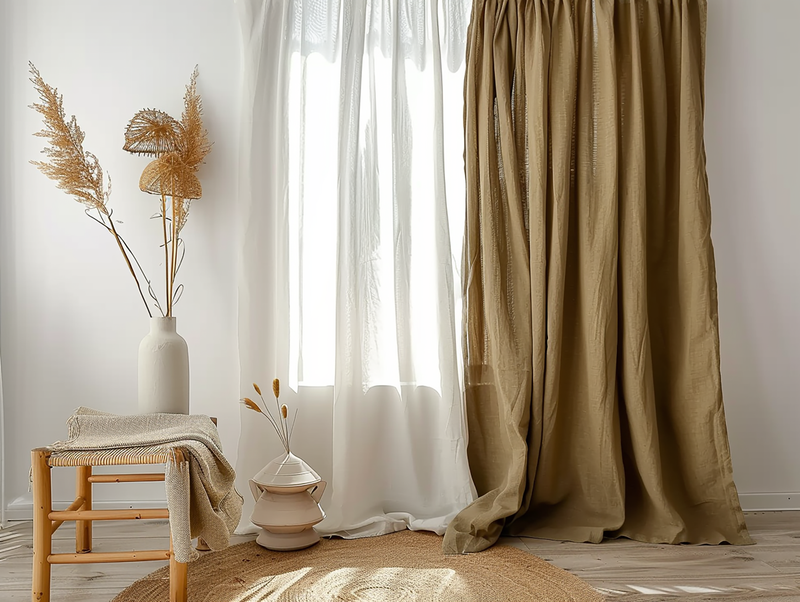 Taupe curtains