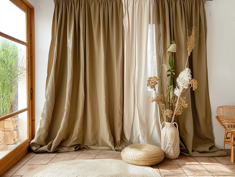 Taupe curtains