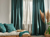 Teal curtains