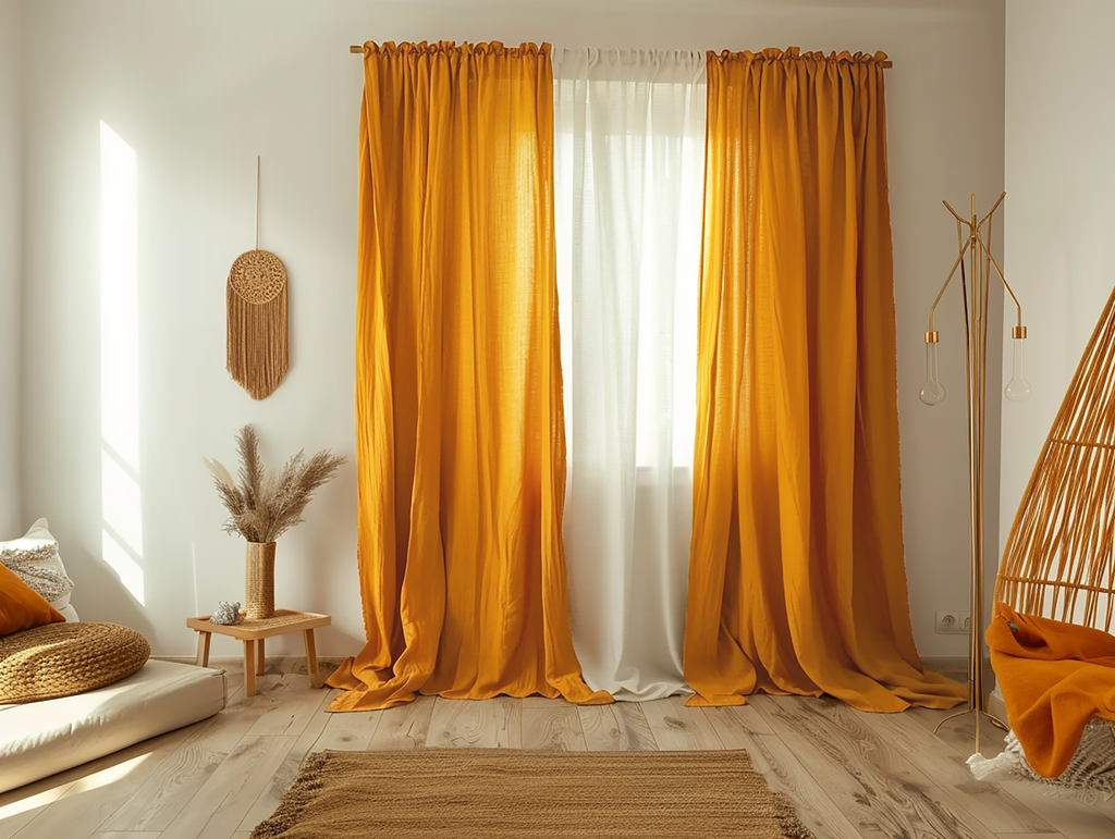 Turmeric linen curtains