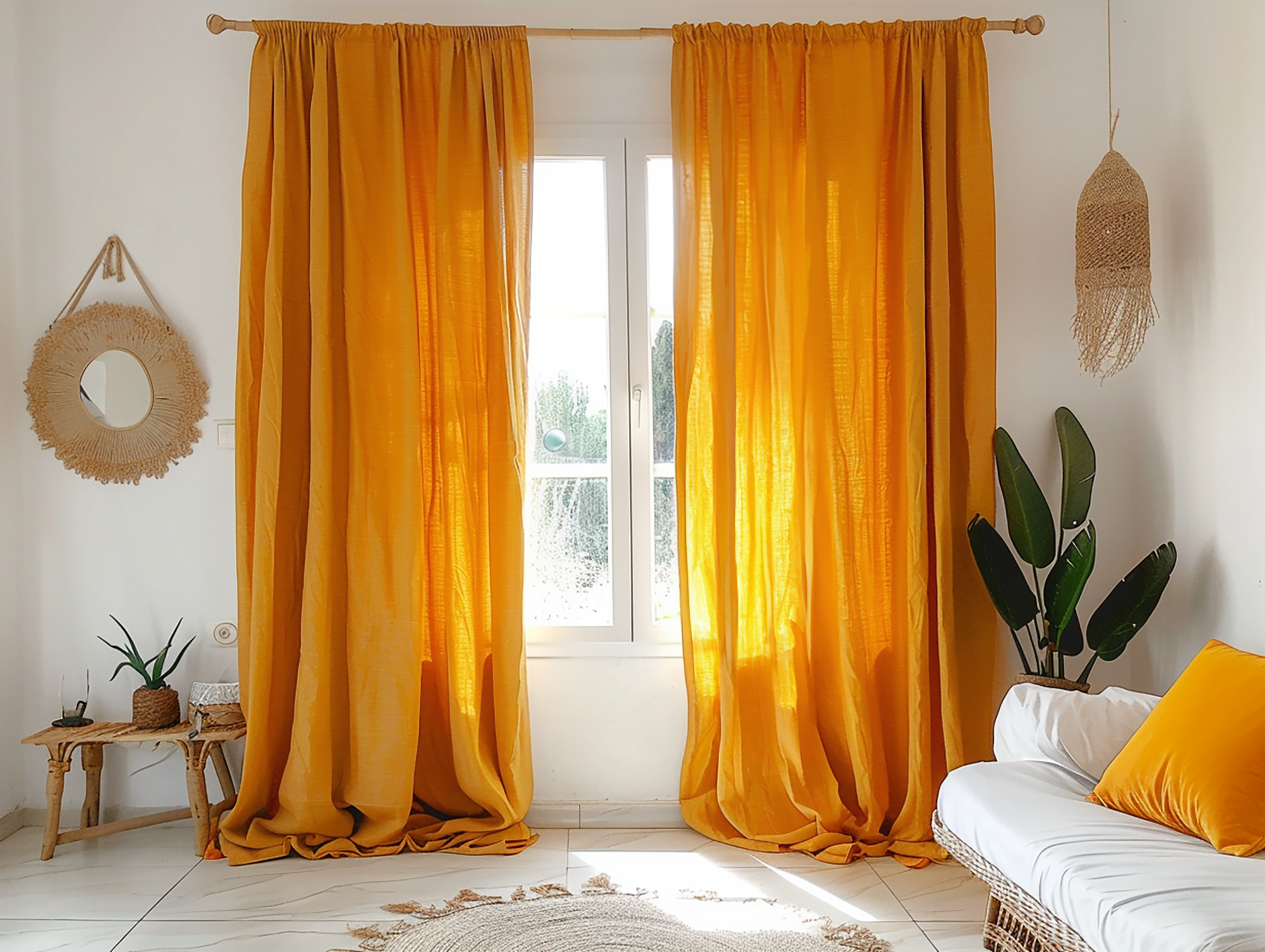 Turmeric linen curtains