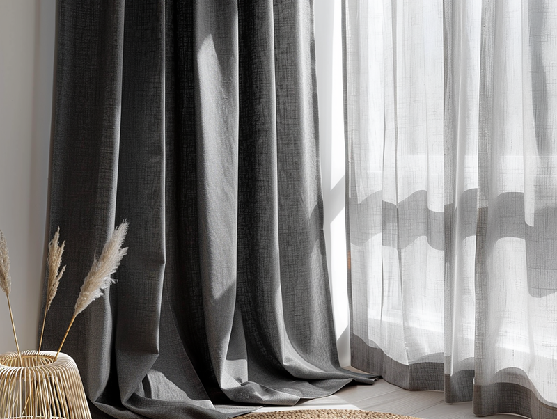 Dark gray melange curtains