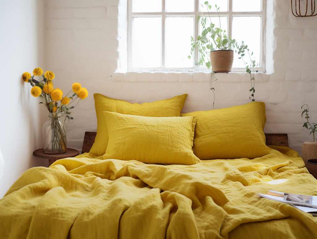 Ensemble de draps moutarde