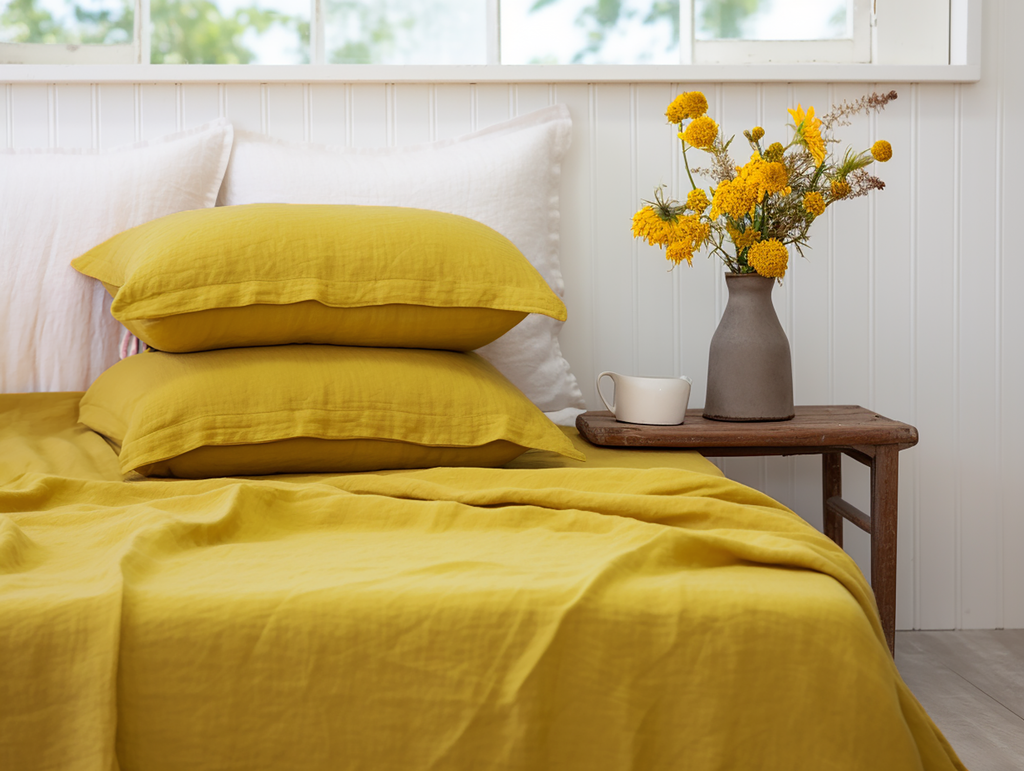 Ensemble de draps moutarde