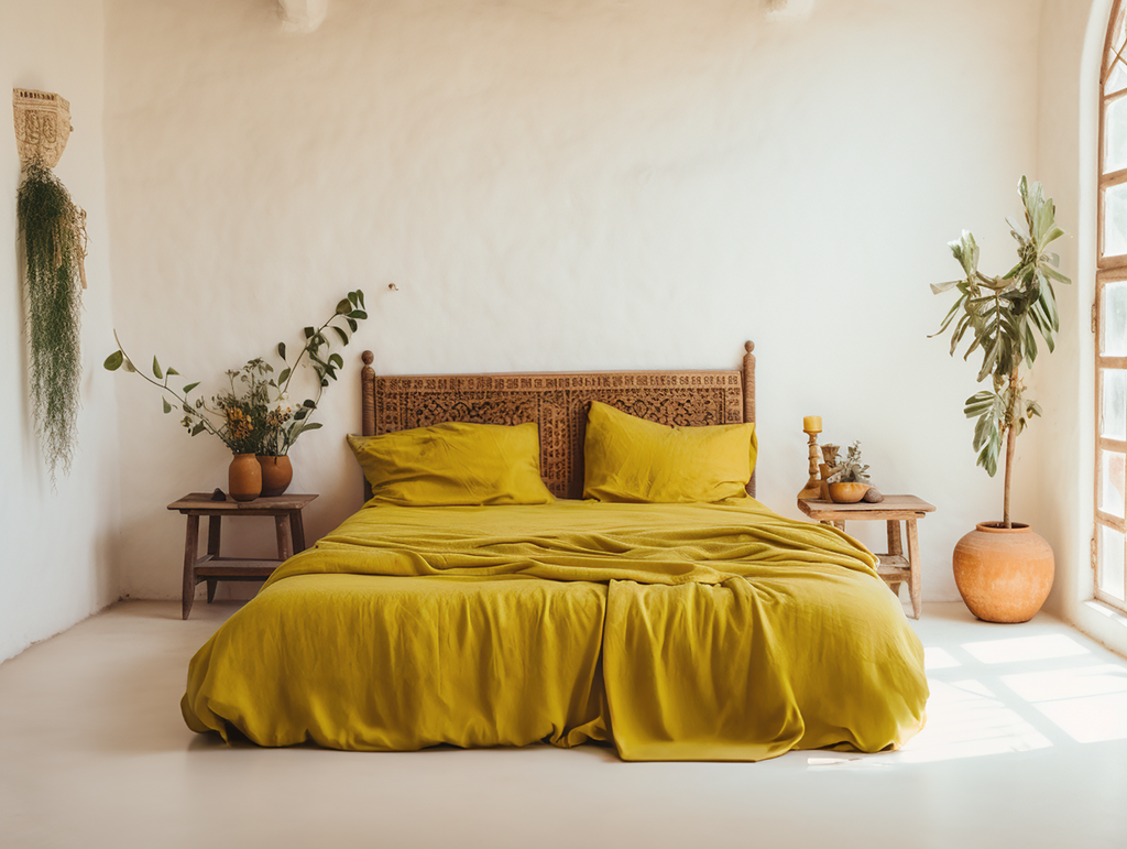 Ensemble de draps moutarde