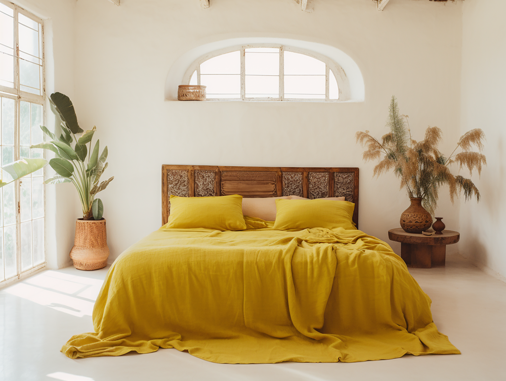 Ensemble de draps moutarde