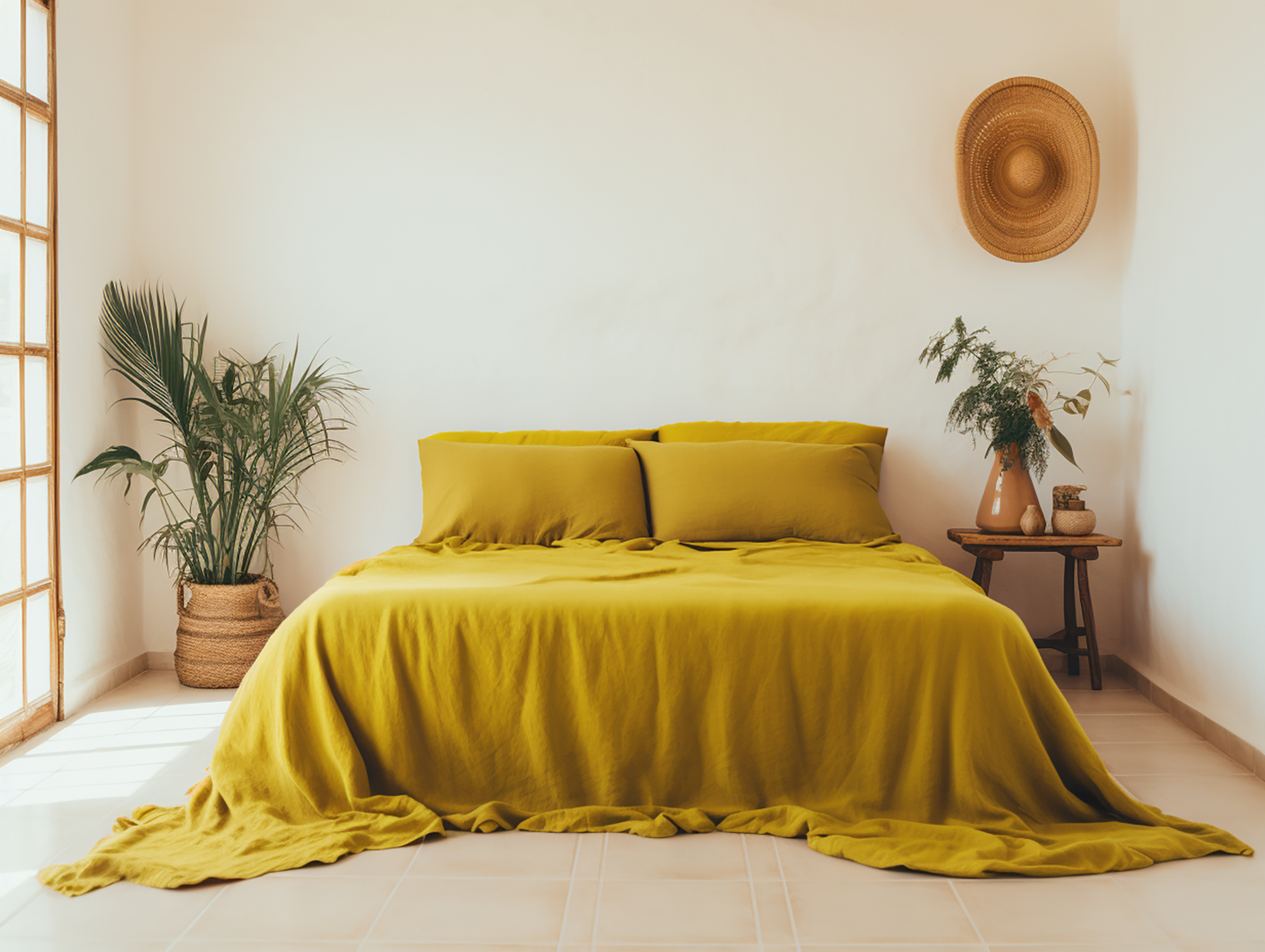 Ensemble de draps moutarde