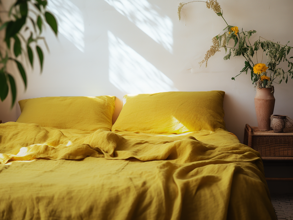 Ensemble de draps moutarde