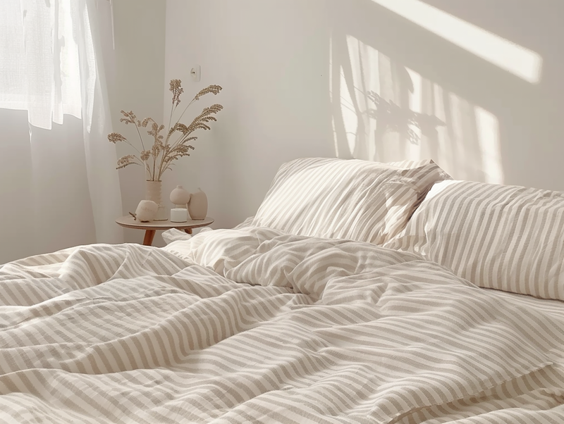 Thin beige stripe duvet cover