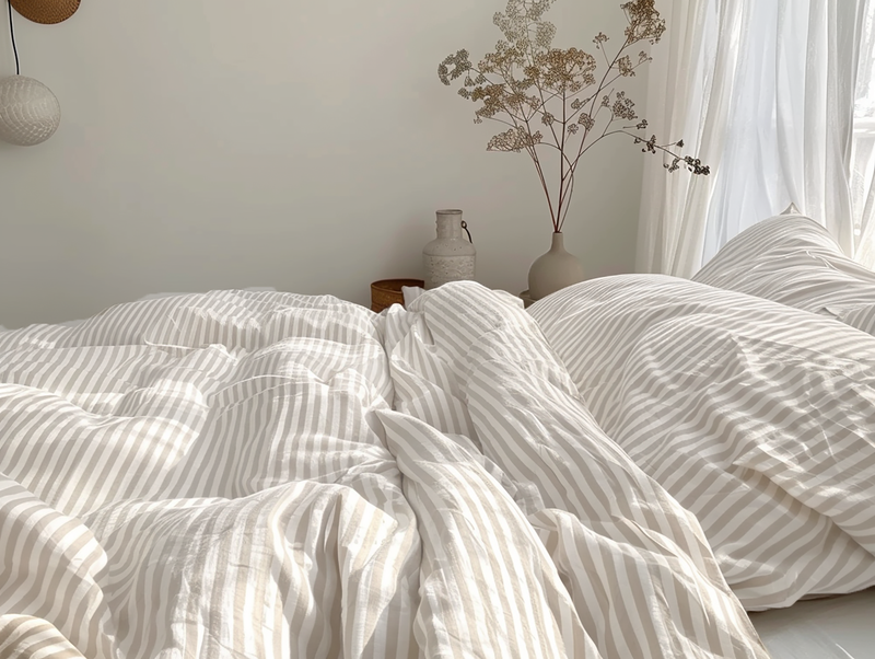 Thin beige stripe duvet cover