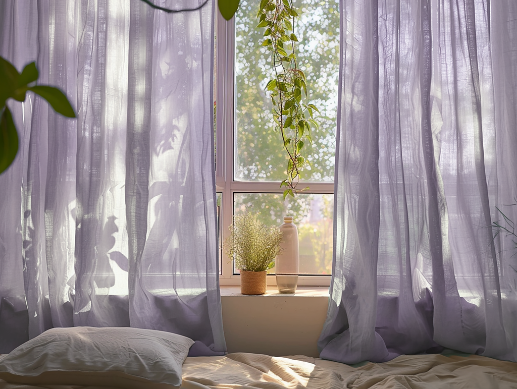 Lavender linen curtains
