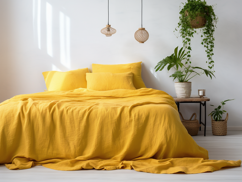 Bright yellow coverlet