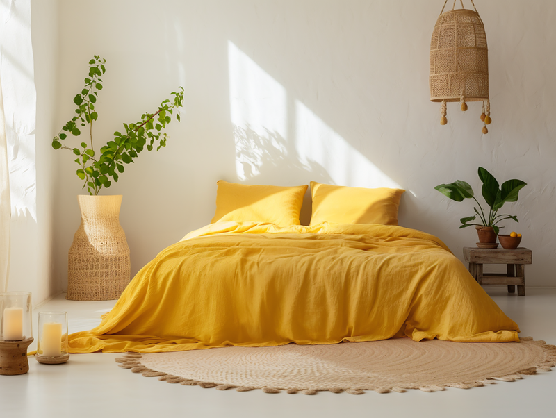 Couvre-lit jaune vif