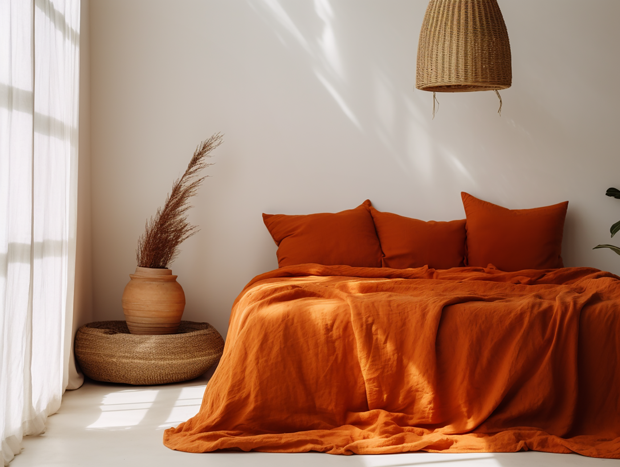 Bettdecke in gebranntem Orange