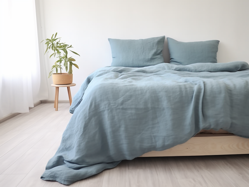 Taie d'oreiller bleu poussiéreux