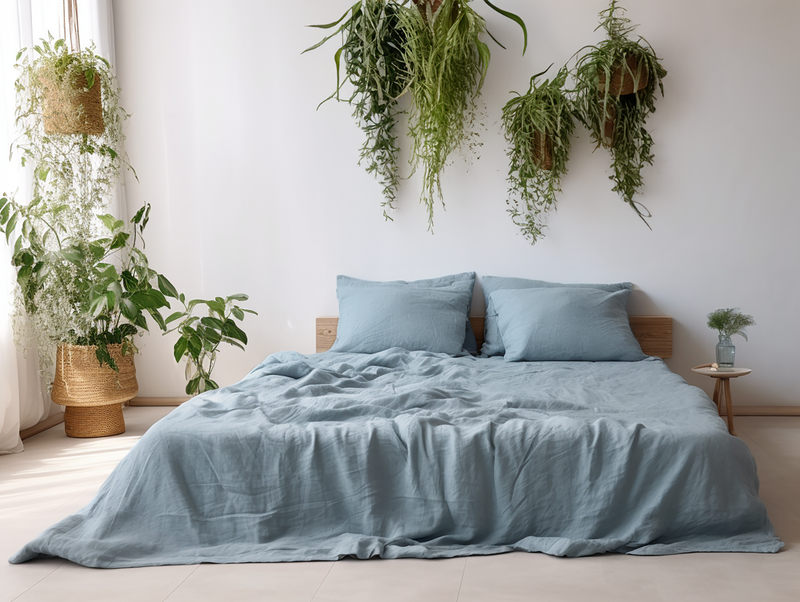 Taie d'oreiller bleu poussiéreux
