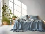 Dusty blue flat sheet