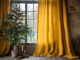 Turmeric linen curtains