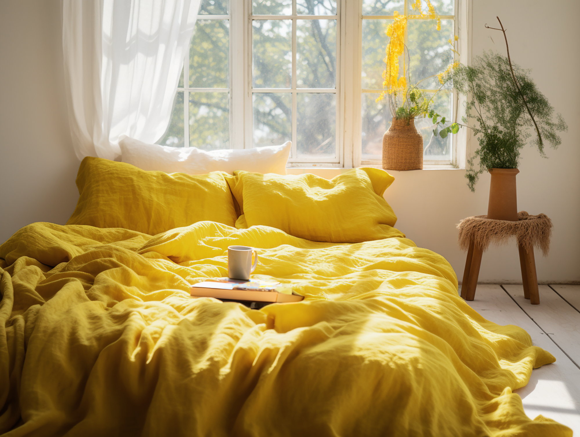 Ensemble de draps moutarde