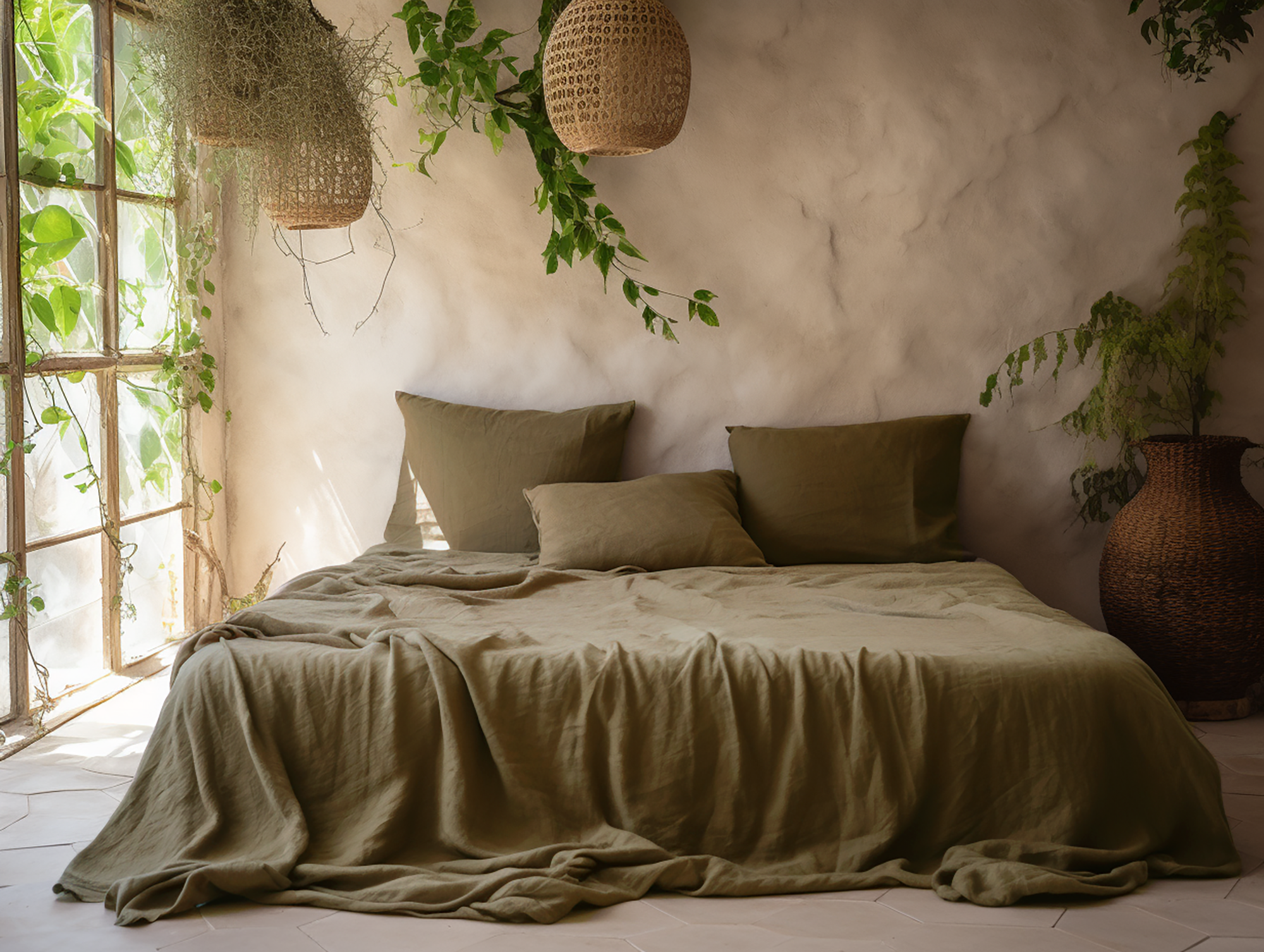 Taupe linen flat sheet
